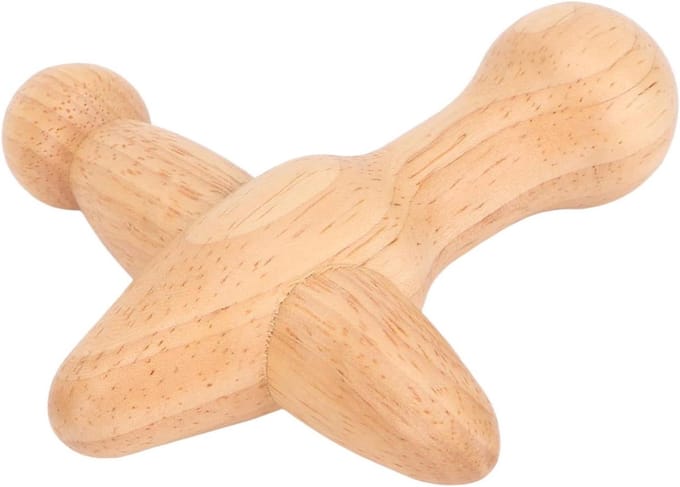 Massage Tool - Houten Tool - Spierontspanning Bevorderen - Kruisvormig Ontwerp - 11 cm - Houtkleur