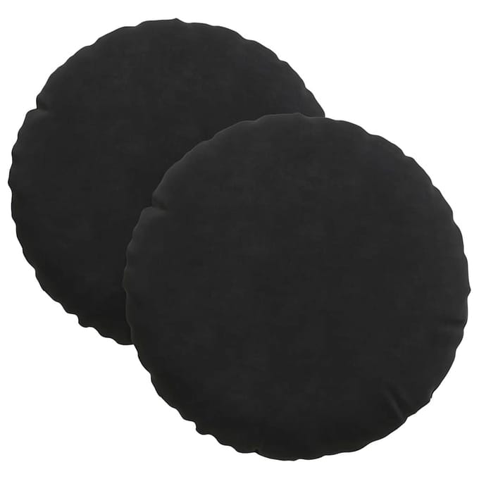 vidaXL - Zitkussens - 2 - st - Fluweel - Zwart - Ø30 - x - 13 - cm