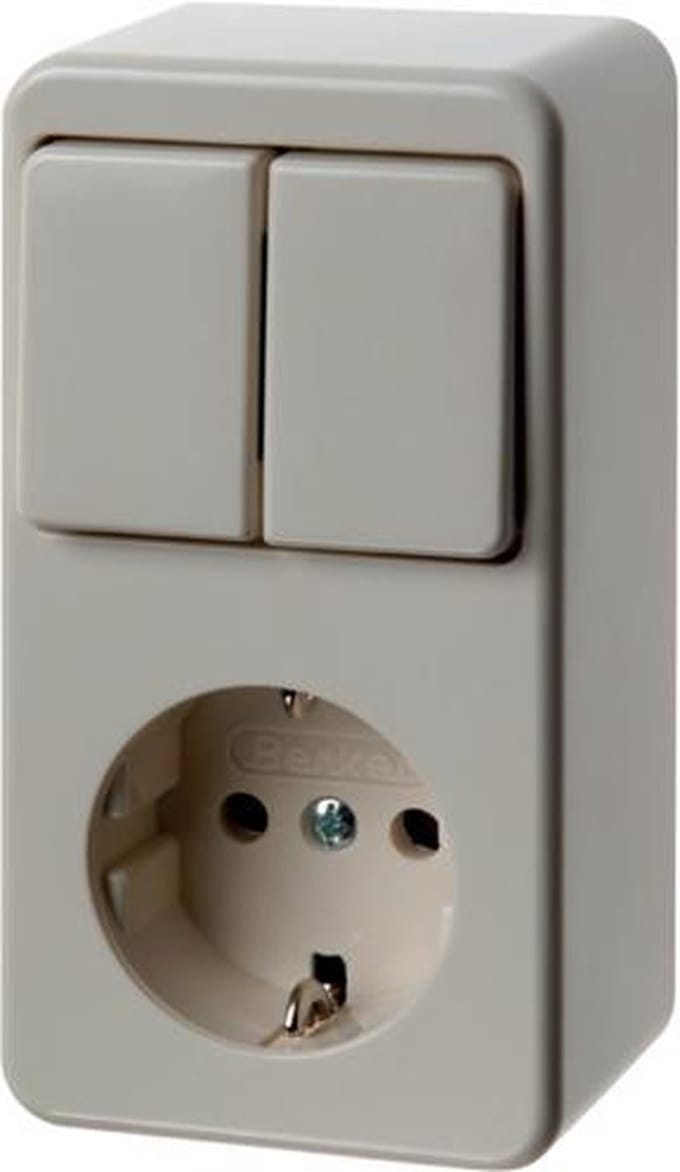 Hager Berker Opbouwcombinatieschakelaar en wandcontactdoos - 61479440 - E3HAW