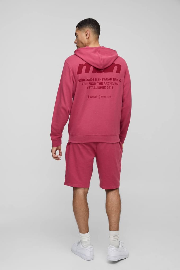 Regular Fit Wafel Men's Varsity Hoodie | Red | Size Medium