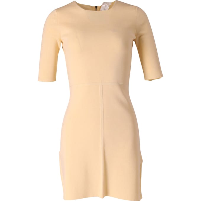 Chloe mini-jurk met ronde hals in pastelgeel polyester