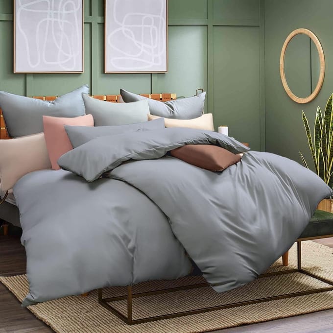 Famanu – Dekbedovertrekset 135 x 200 cm 4-delig microvezel grijs