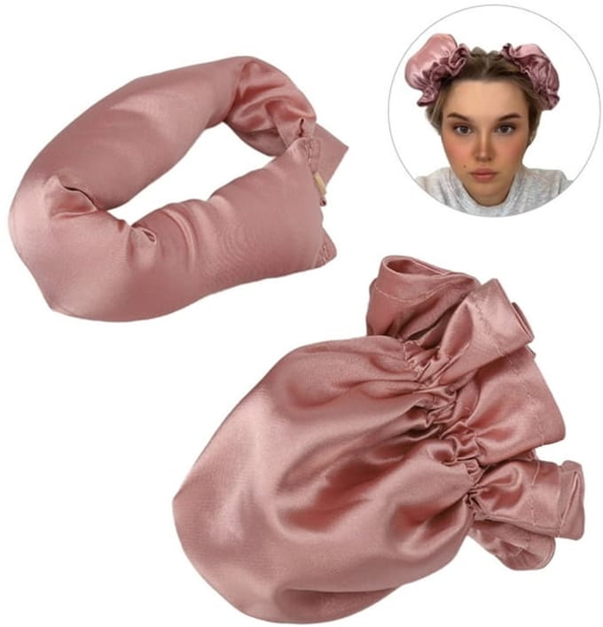 2 stuks - Eenvoudige Fohnborstel - Haarkrullers & -rollers- satijnen ribbon - Heatless - roze