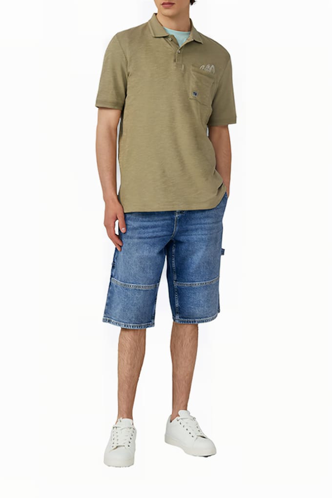 s.Oliver - male - Poloshirt met borstzak en borduursel van slubgaren