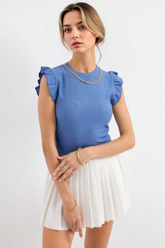 Geribbelde Mouwloze Coltrui Blouse