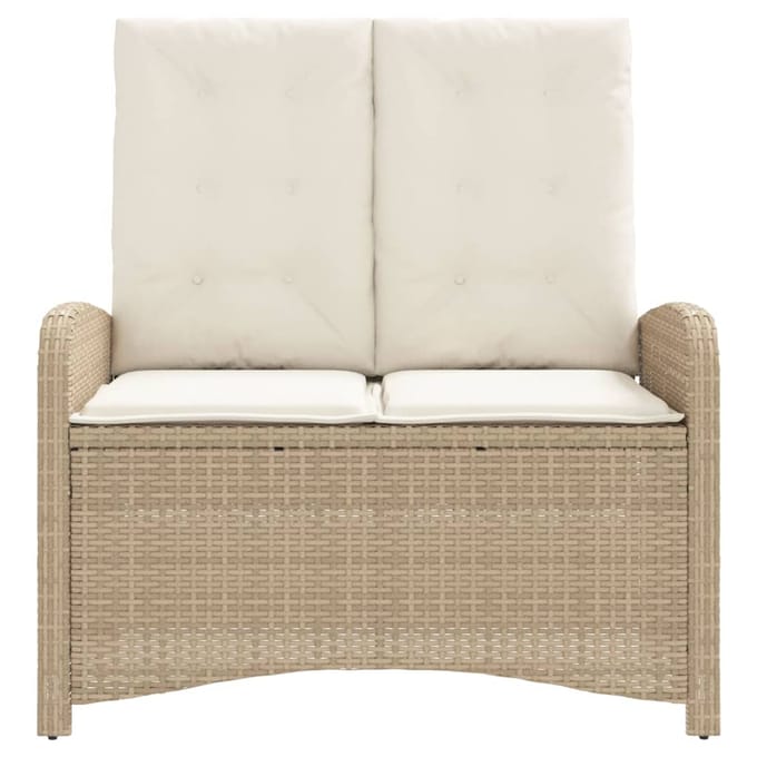 vidaXL - Tuinbankje - verstelbaar - met - kussens - poly - rattan - beige