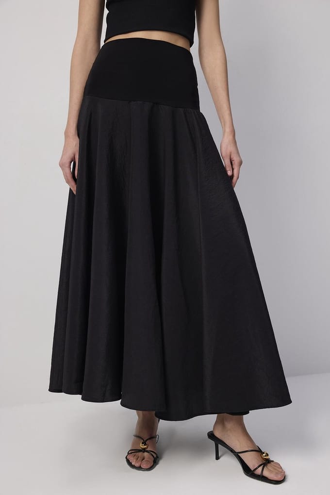 Touché Privé - Cupro rok met korsetdetail - Zwart - Dames