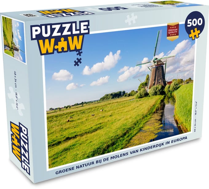 Puzzel Molen - Gras - Nederland - Legpuzzel - Puzzel 500 stukjes