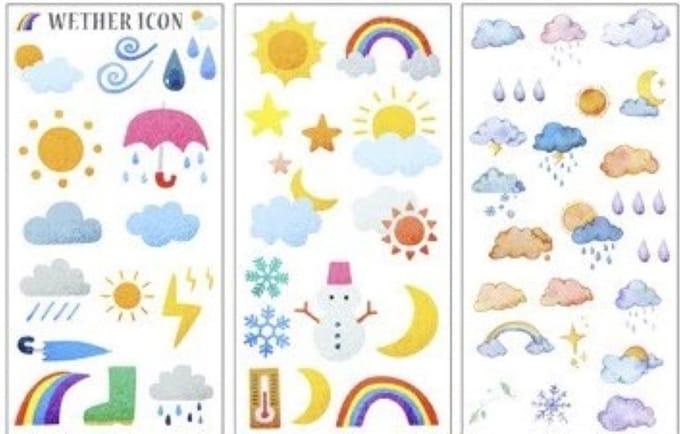 Stickerset Het Weer - Stickers Weerbericht - Hobbystickers