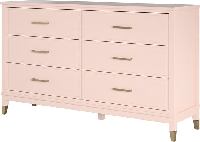 Westerleigh-Commode met 6 laden in MDF roze