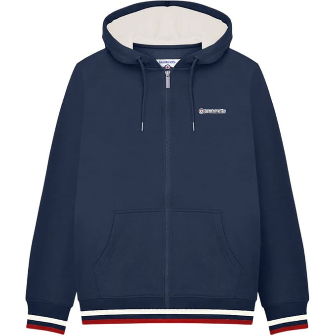 Lambretta Heren Full Zip Hoodie (Marine/Jetstream/Rood)