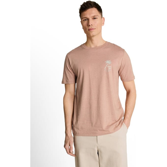 Tom Tailor Denim - T-shirt met palmprint - Maat S - faded copper orange
