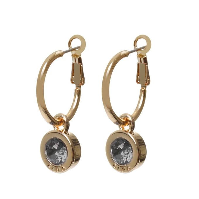 Biba Oorhangers Goud met gekleurde steen Groot Silver Night