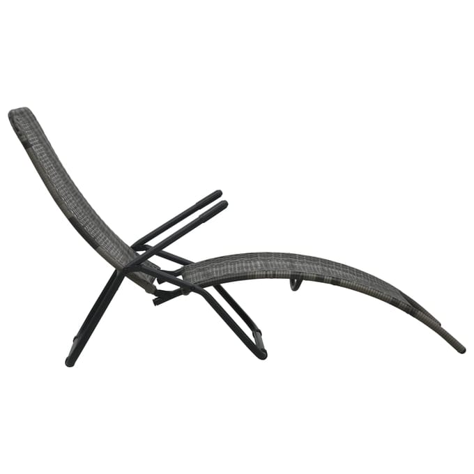 vidaXL - Ligbed - inklapbaar - poly - rattan - grijs