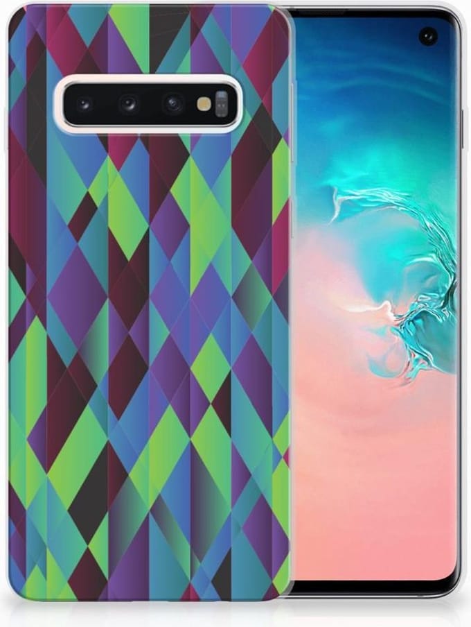 Samsung Galaxy S10 TPU Hoesje Abstract Green Blue