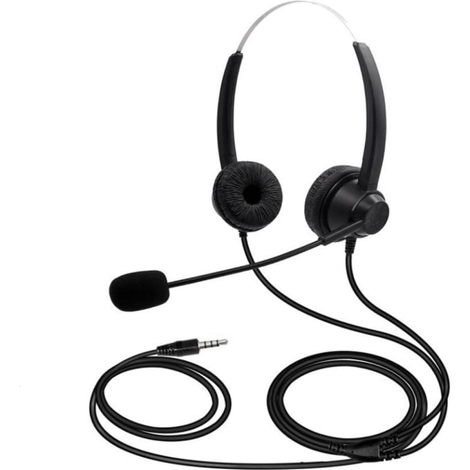 3,5 mm Bekabelde Computerheadset met Microfoon Dubbeloors Hoofdtelefoon Universeel Kantoor Callcenter zwart