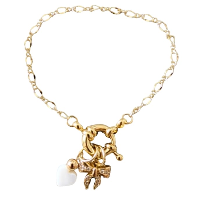 Armband -Bows - 14k goud verguld - 15,5cm- strik- Charme Bijoux