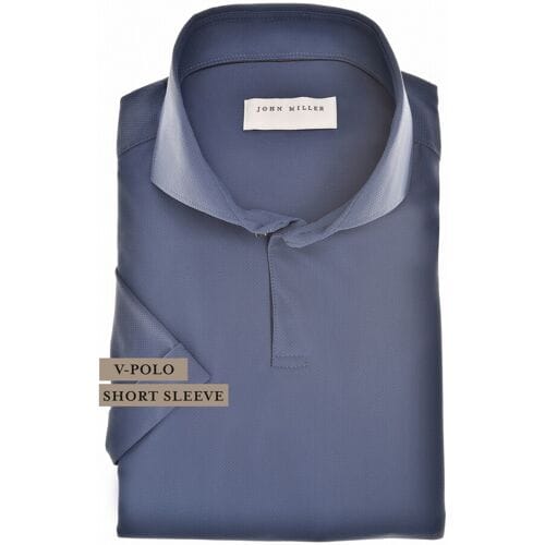 John Miller Polo Solid Color Short Sleeve Cutaway Stretch Donker Blauw / male
