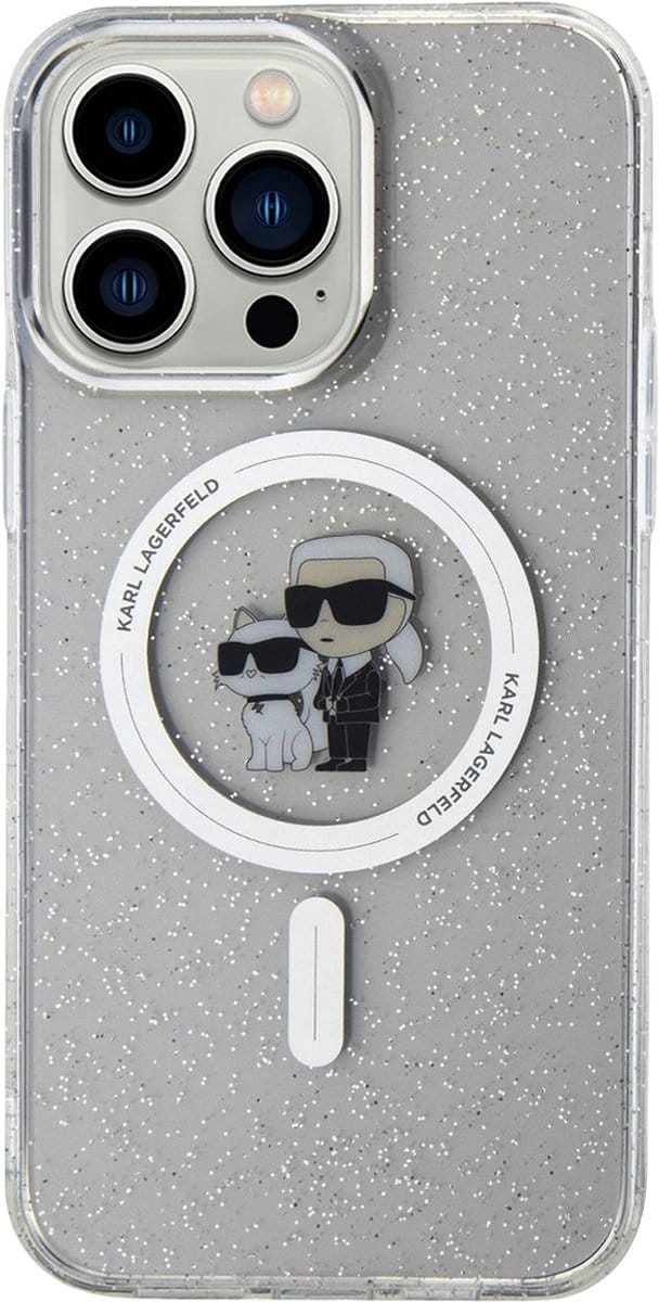 Karl Lagerfeld Karl&Choupette Glitter MagSafe case for iPhone 15 Pro - transparent