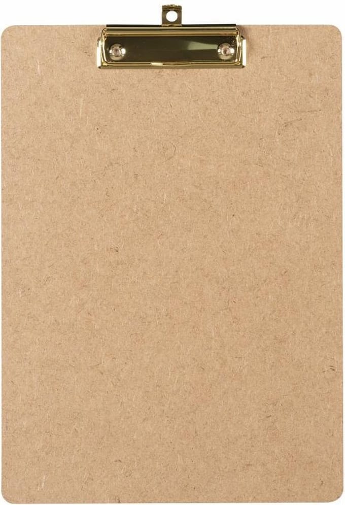 LPC  Klembord - clipboard - hout/mdf/hardboard - A4 -100 mm klem goud