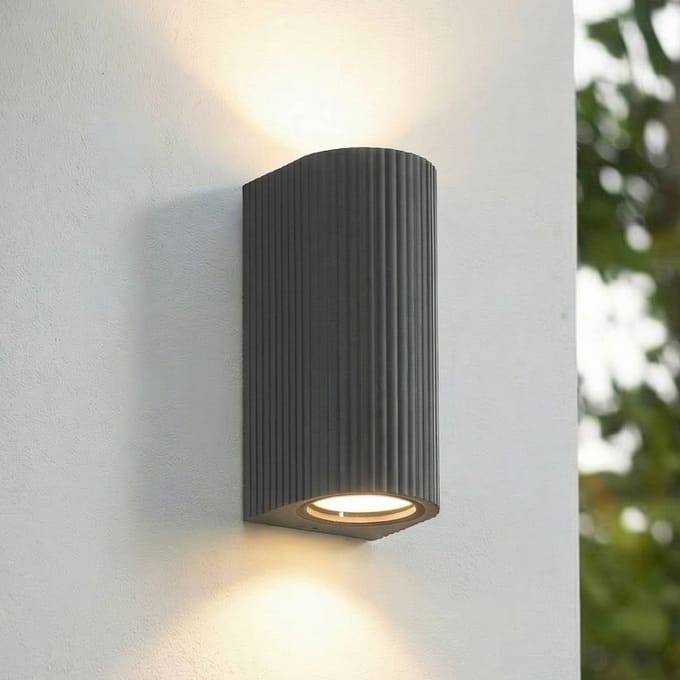 Lindby - Wandlamp buiten - 2lichts - Aluminium, glas - H: 16 cm - GU10 - antraciet