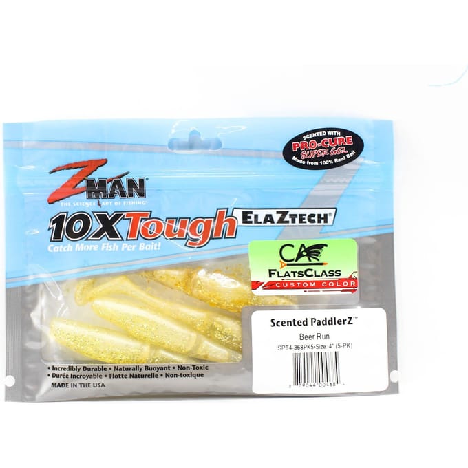 Zman Soft Lure Geurende PaddlerZ 4 Inch 5/Pack Beer Run (4684)