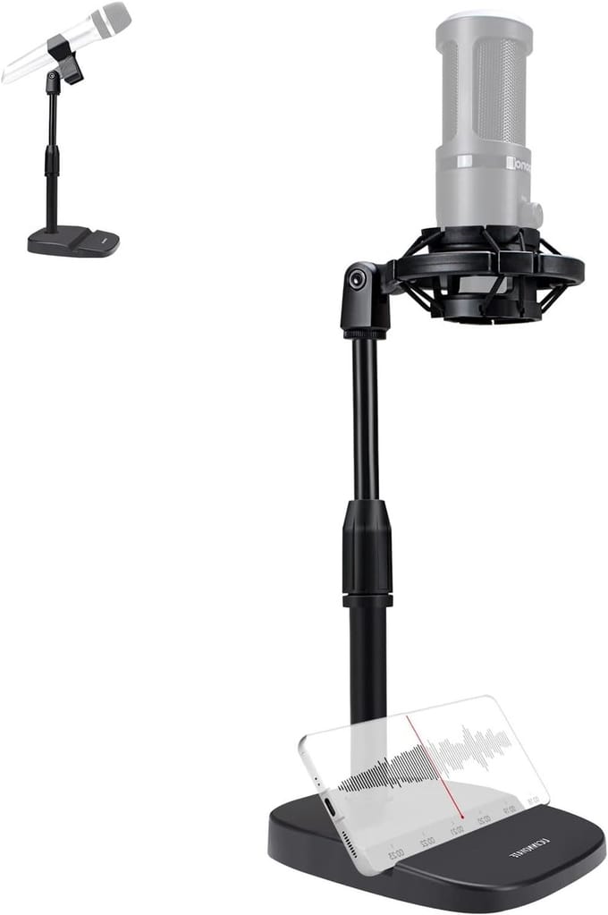 Verstelbare Microfoonstandaard voor Podcast en Gaming, Met Schokabsorber, Microfoonclip en Telefoonhouder, Ideaal voor Broadcast Studio