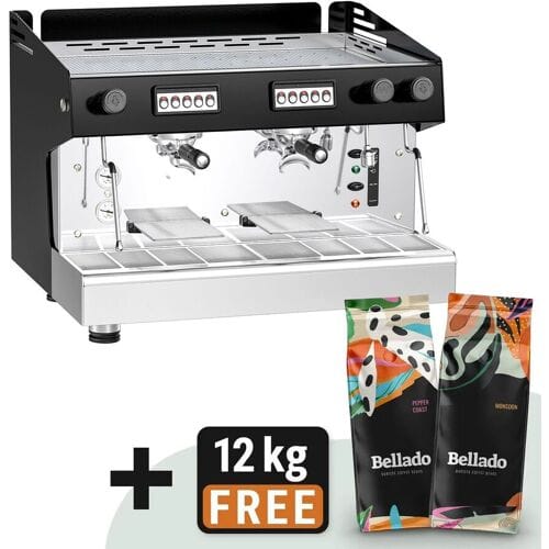 GGM Gastro Siebträgermaschine - 2 Gruppig - inkl. Preinfusiuonssystem & 2 Dampflanzen