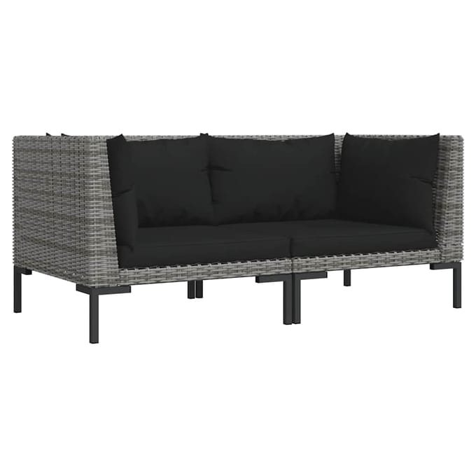 vidaXL - Tuinbanken - 2 - st - met - kussens - halfrond - poly - rattan