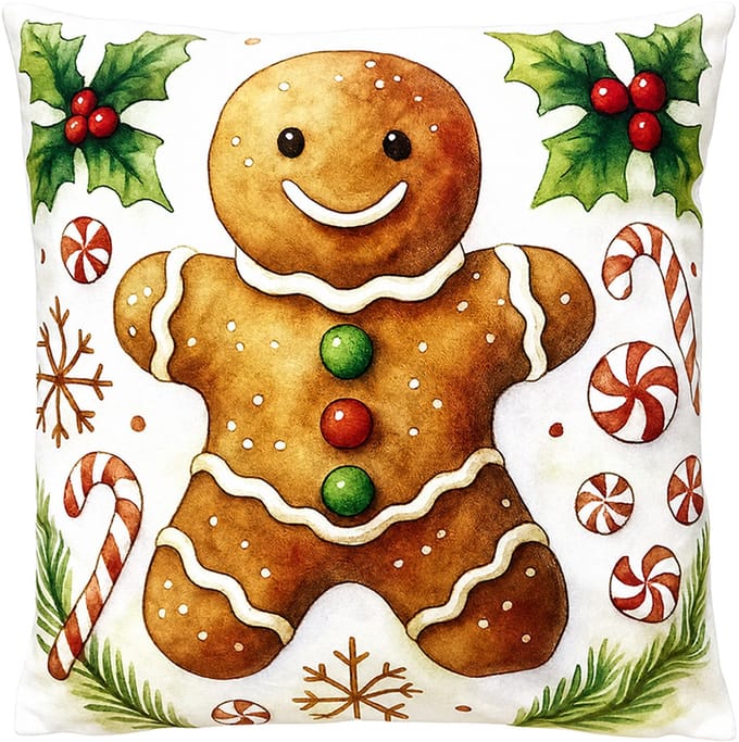 Clayre & Eef Sierkussen 45x45 cm Beige Polyester Gingerbread man