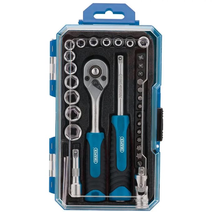 Draper 1/4" doppenset met ratel en dopschroevendraaier, 35-delig