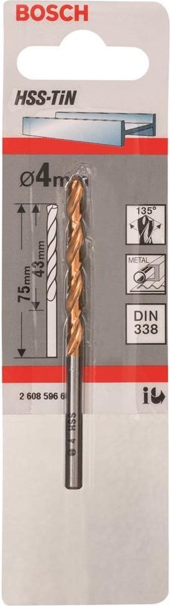 Bosch - Metaalboren HSS-TiN, DIN 338 4 x 43 x 75 mm
