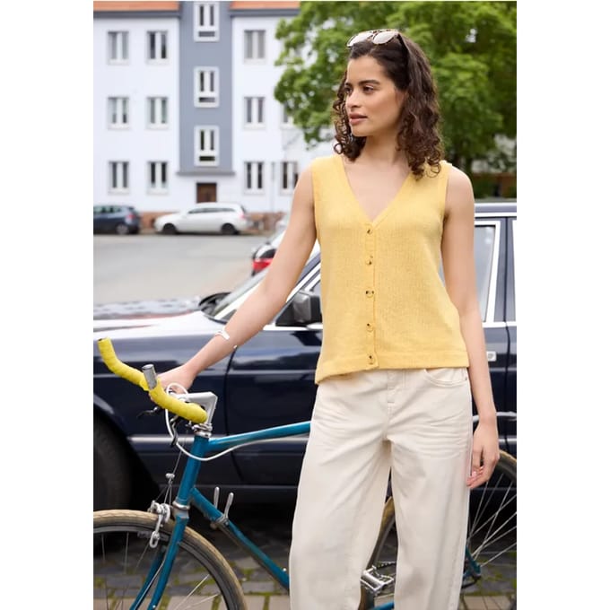 Gilet met V-hals en gebreide look