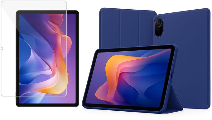 TechNow Hoesje + Screenprotector geschikt voor Xiaomi Redmi Pad 2 Hoesje – Glas - Extreme Shock Case – Smart Case - Blauw