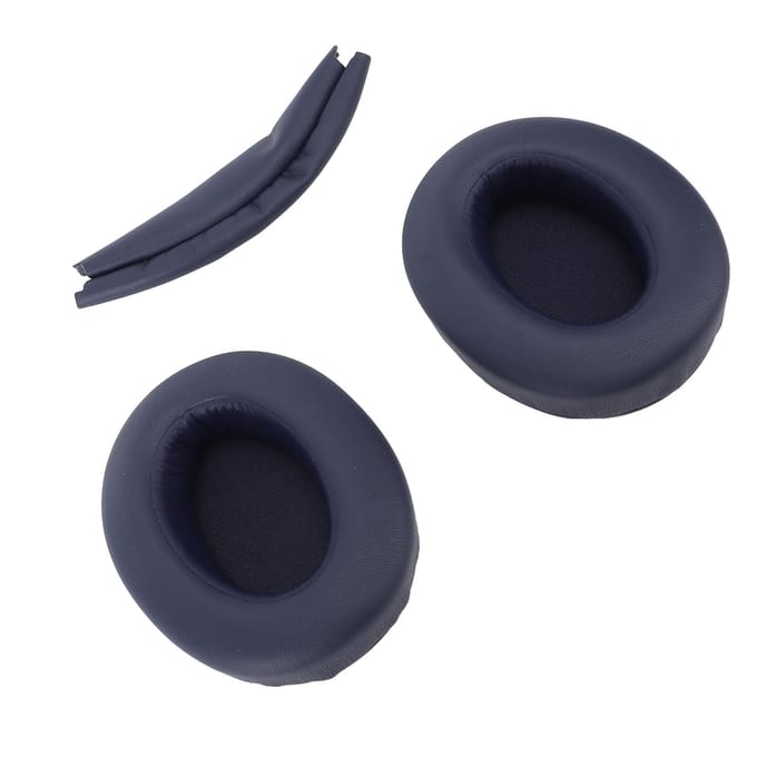 Coussinets d'oreille de remplacement avec housse d'arceau pour casque WH XB910N Cuir protéiné Mousse à mémoire de forme Éponge bleu