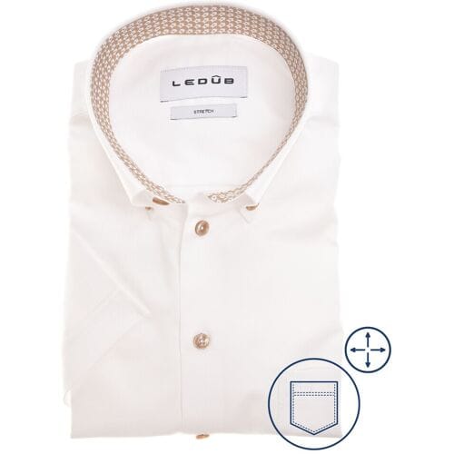 Ledûb Overhemd Fine-Circle Fantasy Collar Contrast Wit / male