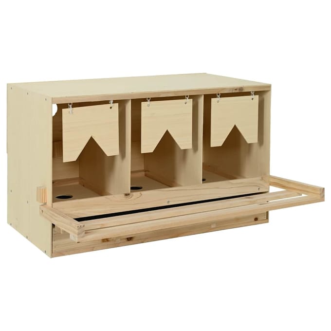 Nidoir pour poules à 3 compartiments 96 x 40 x 45 cm Bois de pin massif