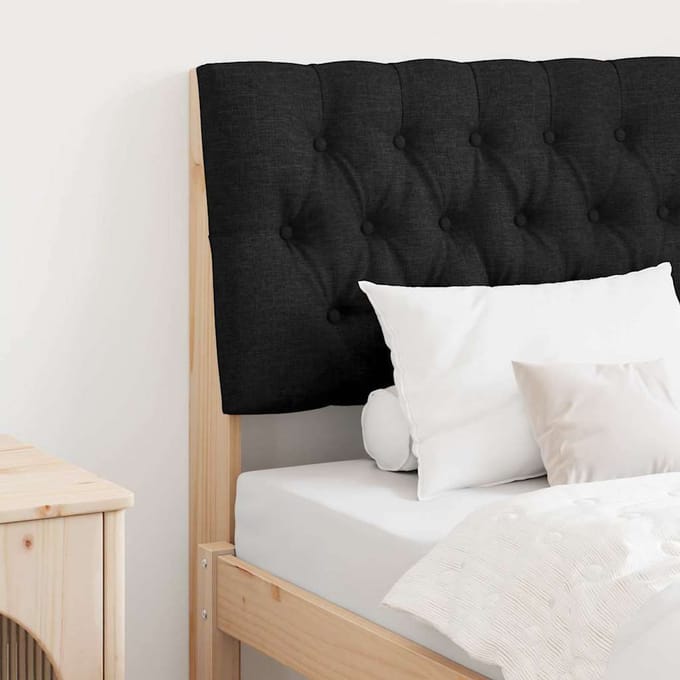 vidaXL - Gestoffeerd - hoofdbord - Zwart - 80 - cm - Massief - grenenhout