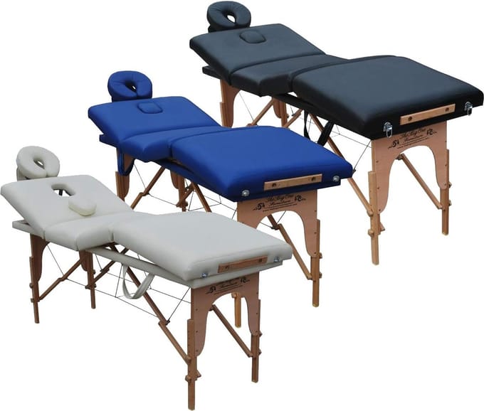 Grote luxe inklapbare massagetafel met hoogteverstelling en draagtas - Zwart
