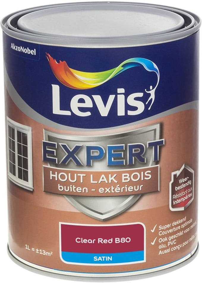 Levis - Expert Hout Lak Buiten Satin Mix - Clear Red B80 - Mengverf - 1 L