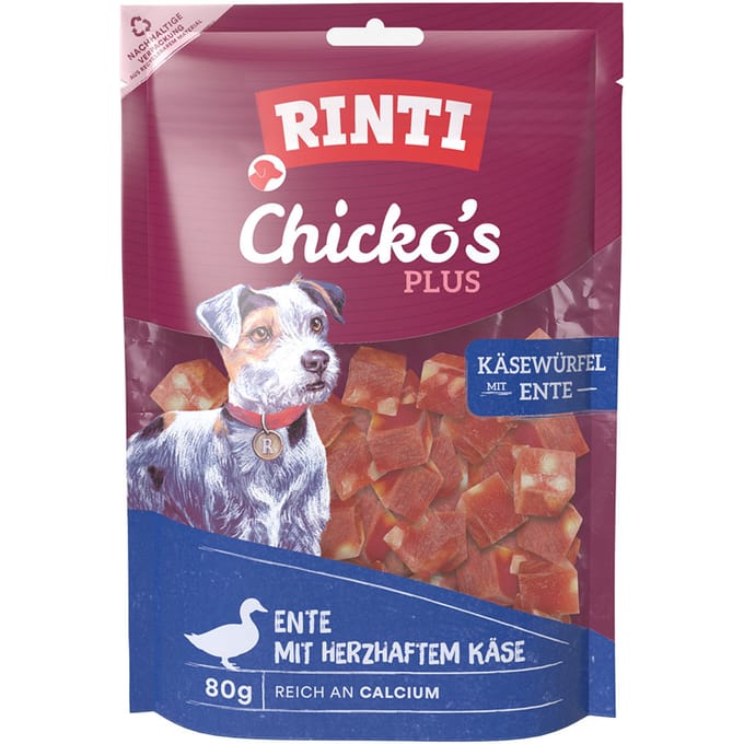 80g Chicko Plus Kaas & Eend Blokjes RINTI Hond