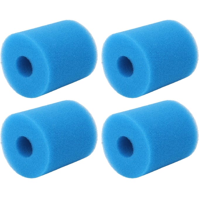 Lot de 4 éponges filtrantes réutilisables et lavables de type H pour piscine blue