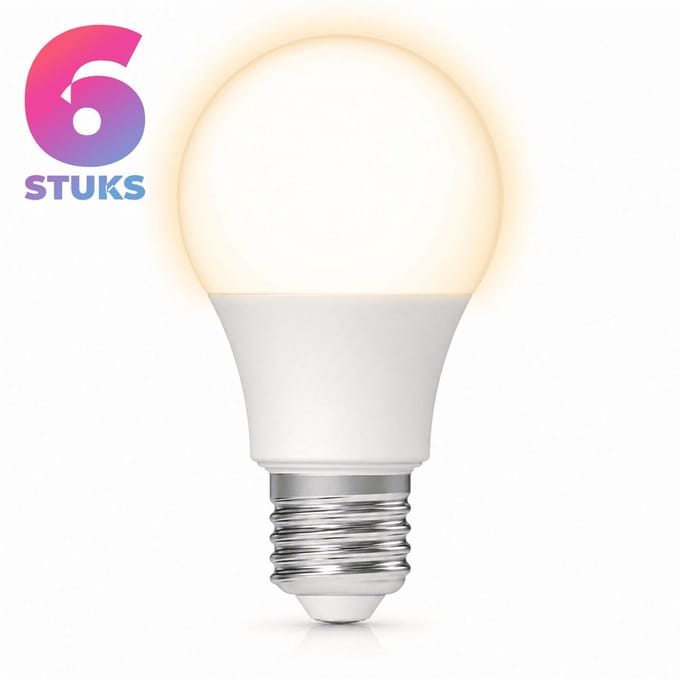 6x Peertje Led-lamp E27 - 9W - Koel Wit Licht (4000K) - 802 lm - 10 jaar - Niet Dimbaar