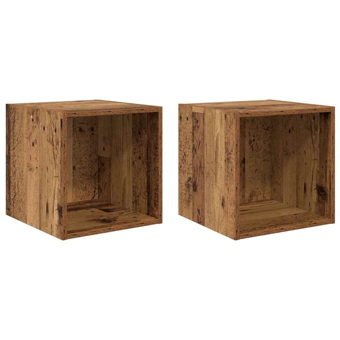 vidaXL - Wandkast - 2 - st - Oudhout - 37 - x - 37 - x - 37 - cm - Bewerkt - hout