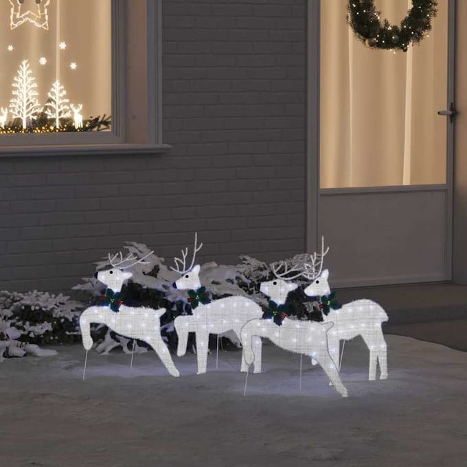 vidaXL LED Rendieren 4 st Zilver 45 x 19 x 65 cm Stof