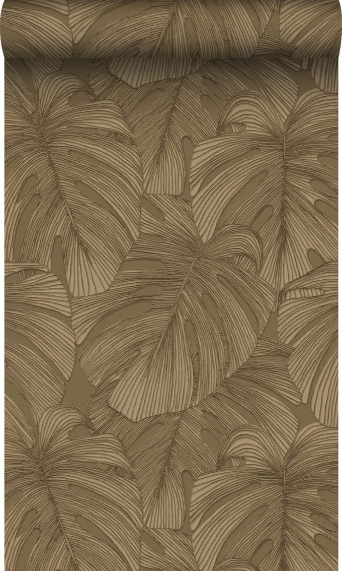 Origin Wallcoverings behang 3D-motief bladeren bruin - 50 x 900 cm - 347918
