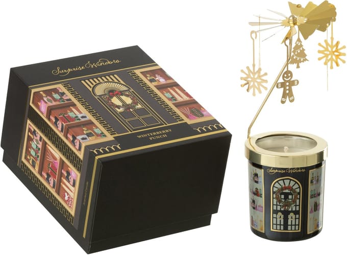 J-Line geurkaars Carousel Surprise Window - mix/zwart