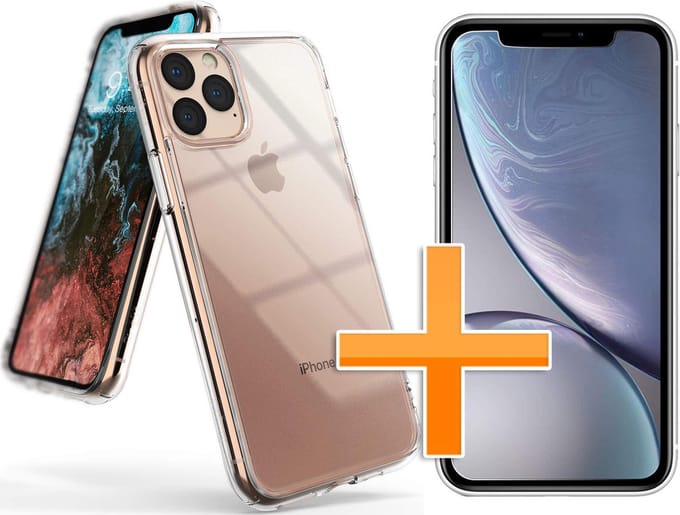 HB Hoesje Geschikt voor Apple iPhone 11 Pro - Siliconen Back Cover / Glazen Screenprotector - Transparant