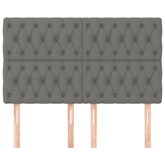 vidaXL - Hoofdbord - donkergrijs - 160x7x118/128 - cm - Stof