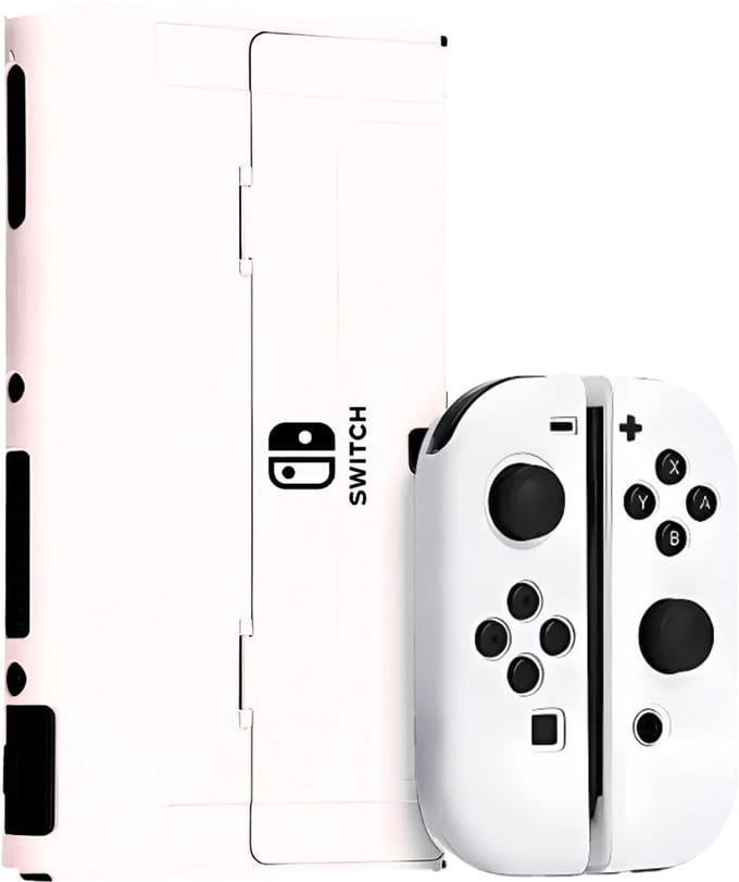 Xainy – Hard Case WIT geschikt voor Nintendo Switch OLED | Switch-games accessoires | beschermhoesje / cover voor de Nintendo Switch consoles | Screen protector & joycons pro controller grip inbegrepen